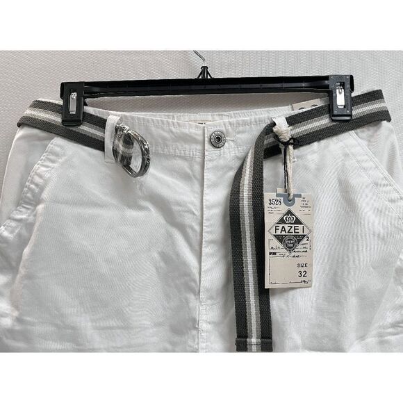 Faze 1 Mens Classic Fit Flat Front Chino Shorts White Sz 32 100% Cotton New with - Picture 5 of 9